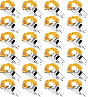 Whistles, Stainless Steel Sports Loud Crisp Sound Whistles with Lanyard,Whistles Great for Referees, Coaches