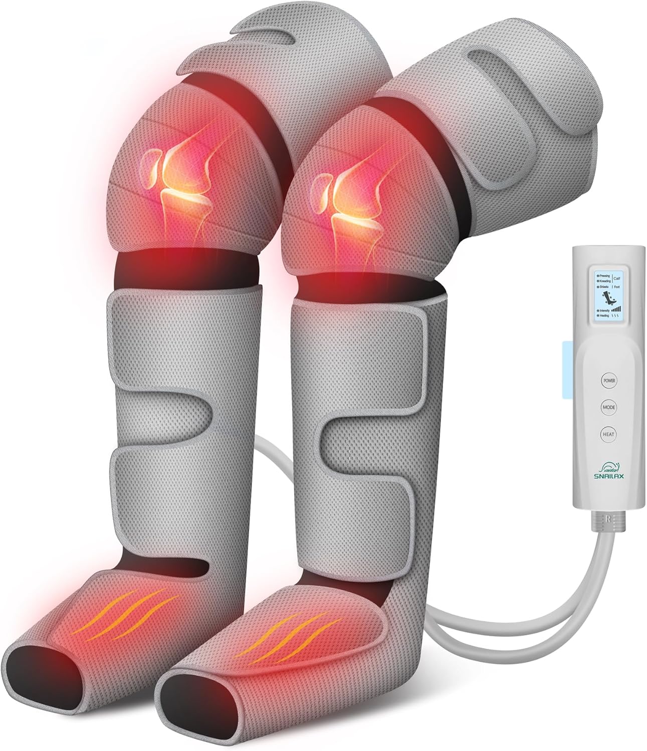 Snailax Leg Massager with Heat, Compression, Knee Massager with 3 Modes & 3 Intensities, 4D Kneading Calf Machine for Most Size, Gifts for Men Women