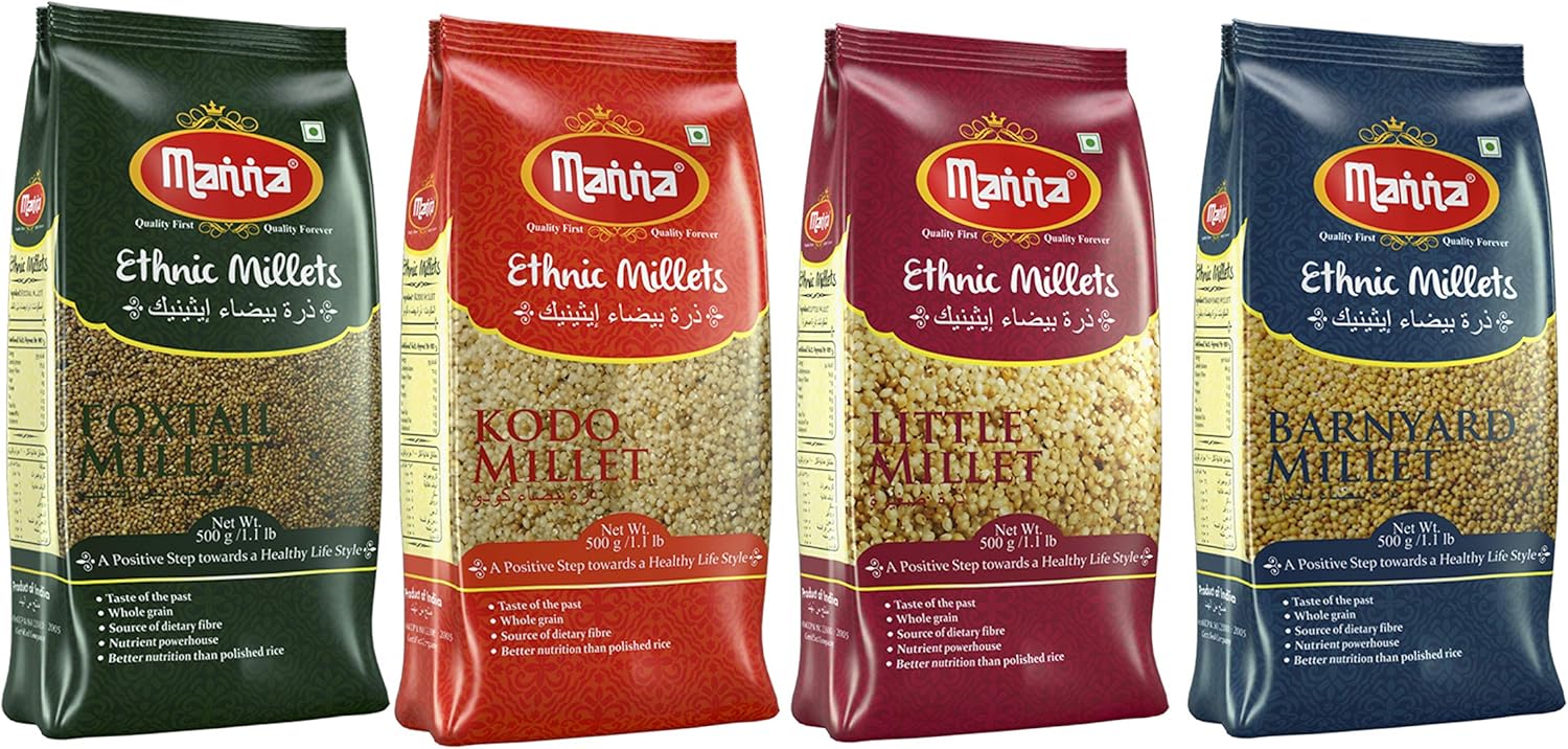 Manna Mixed Millets Combo (Kodo Millet 500g Little Millet 500g Foxtail Millet 500g Barnyard Millet 500g)