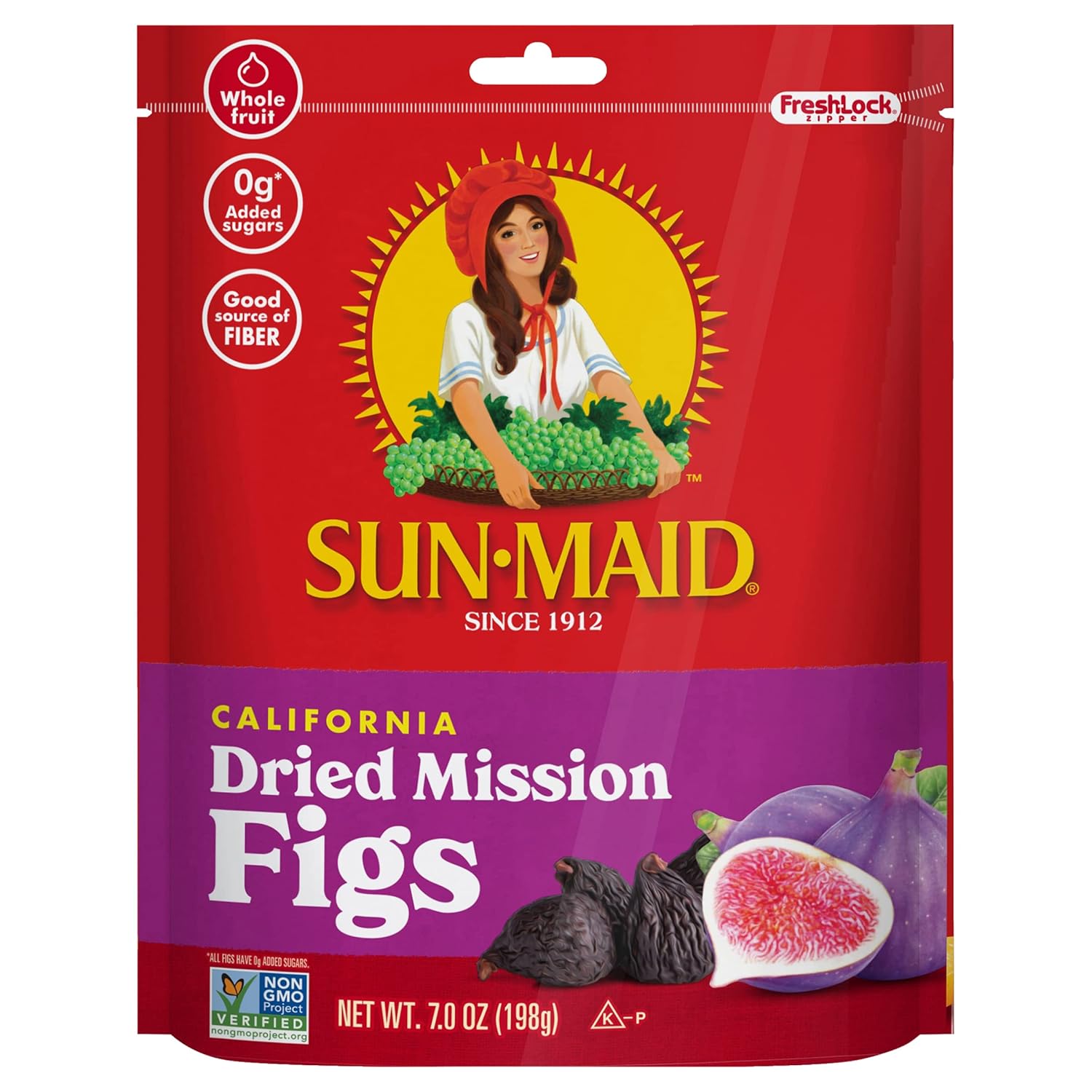 Sun-Maid California Dried Mission Figs, No added sugar, Non-GMO 7 oz (Pack of 1)