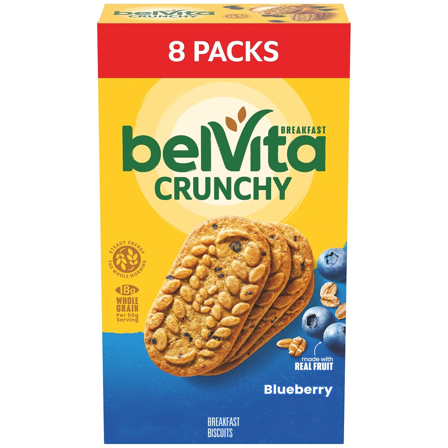 belVita Blueberry Breakfast Biscuits, 8 Packs (4 Biscuits Per Pack)
