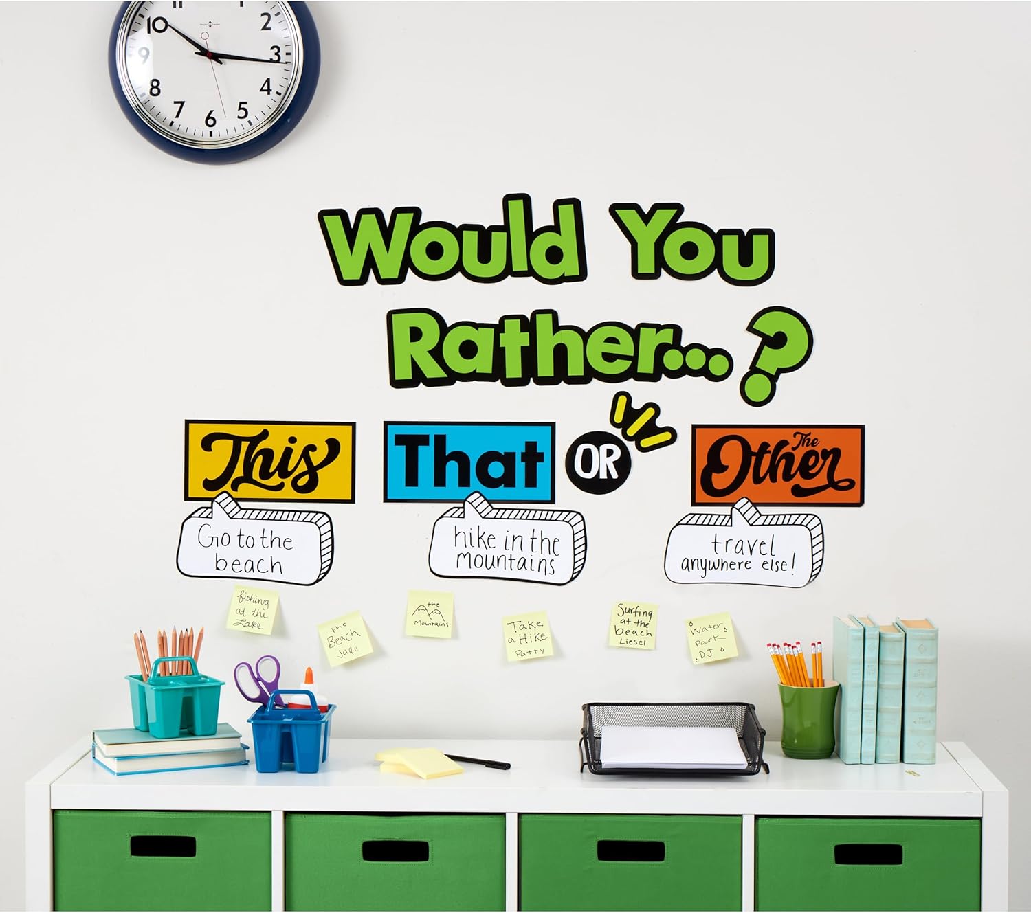 Eureka 661003 Would You Rather Interactive Mini Bulletin Board Set with Dry Erase Headliners, Multicolor, 12 Pieces