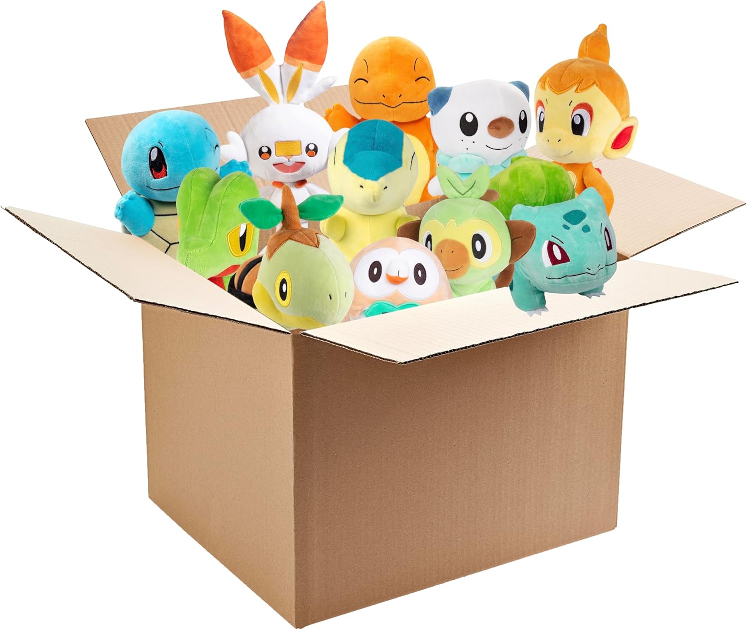 Pokemon 8" Starter Plush Assorted Mystery Blind Box 3-Pack - Fire, Grass, Water - Receive 3 Randomly Selected Characters - Surprise Stuffed Animal Toy Figures - Easter Gift for Kids, Boys, Girls - 2+