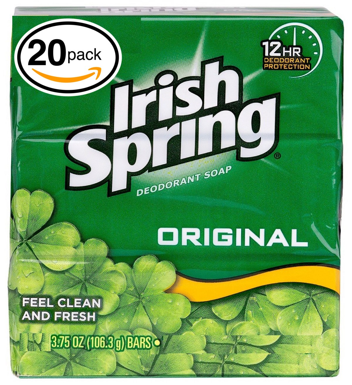 Irish Spring Deodorant Soap Scent, 20 Count, Original 75 Ounce