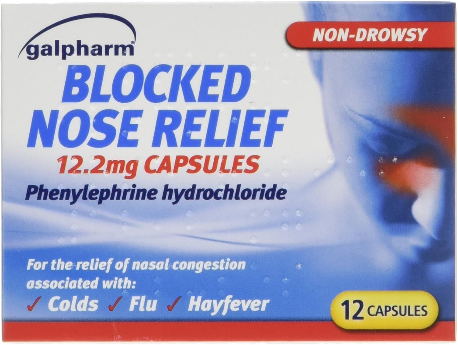 Galpharm Blocked Nose Relief 12 Capsules x 5 Boxes (60 Capsules)