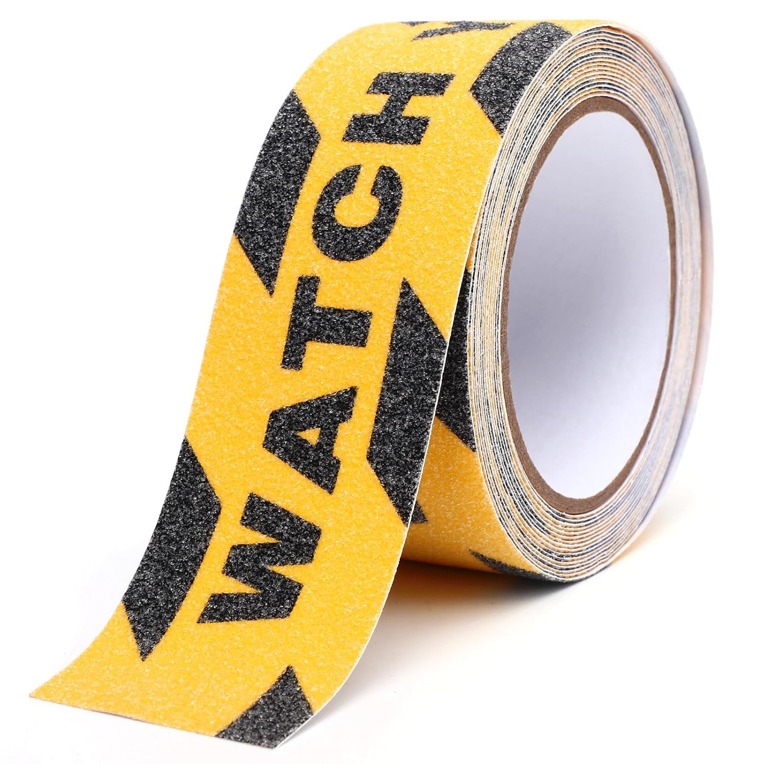 Dioche 5M Watch Your Step Sticker | PVC Safety Grip Tape with Quartz Sand Surface | Non-Slip Mind The Step Sign for Indoor/Outdoor Use | Watch Your Step Warning Tape for Stairs, Floors, Ladders