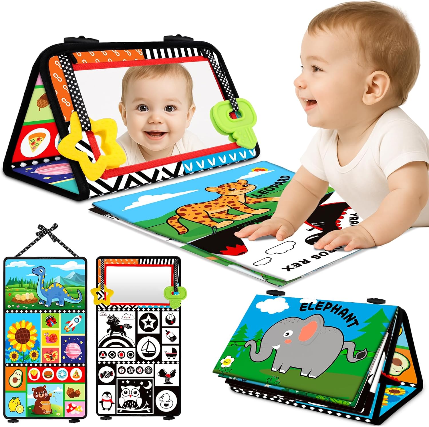 Tummy Time Toys: Black and White High Contrast Baby Toys for Newborn