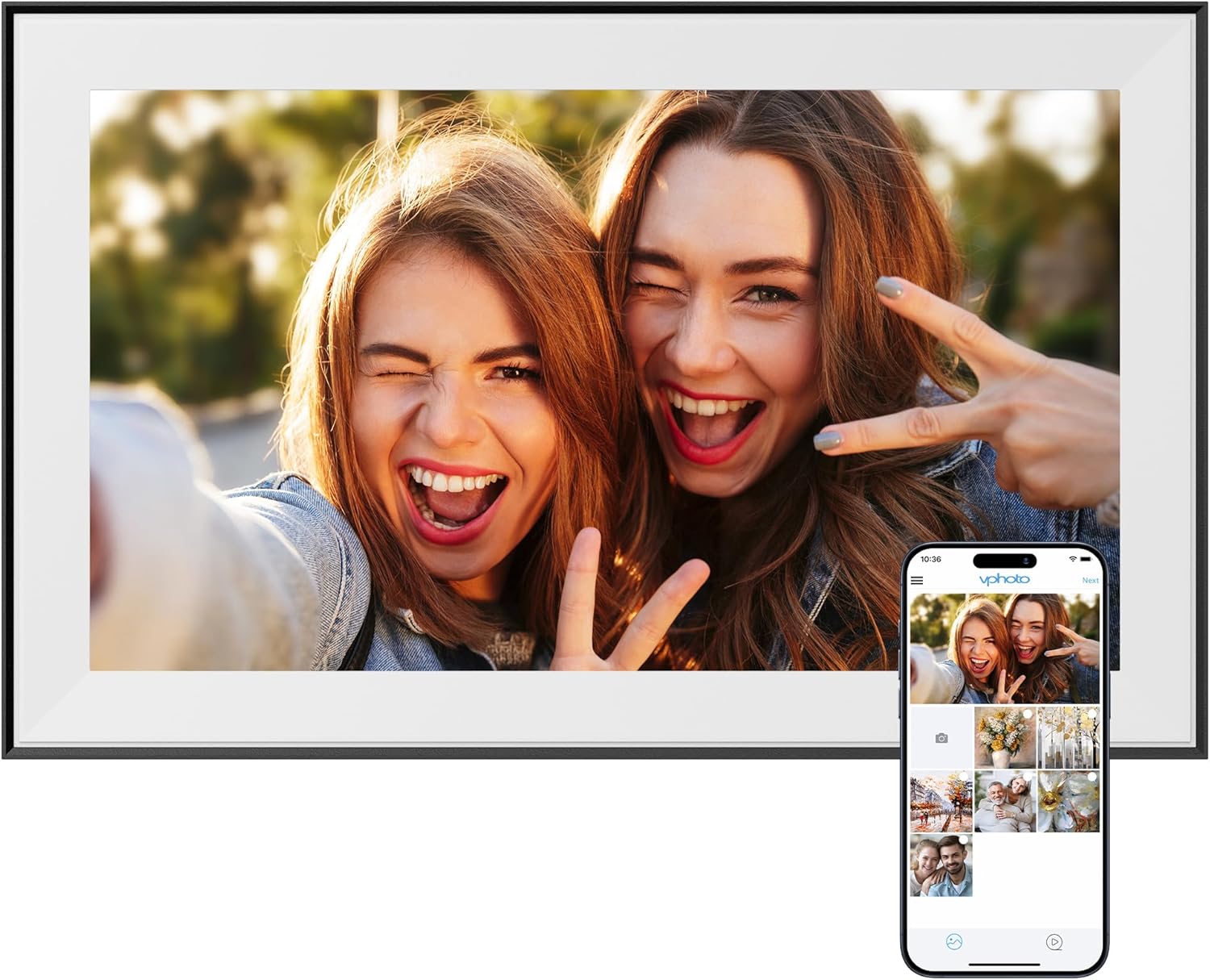 Dragon Touch Digital Picture Frame - 15.6 Inch WiFi Large Digital Photo Frame with 32GB Storage, FHD Touch Screen, Easy Setup to Share Photos or Videos Remotely via Vphoto App from Anywhere