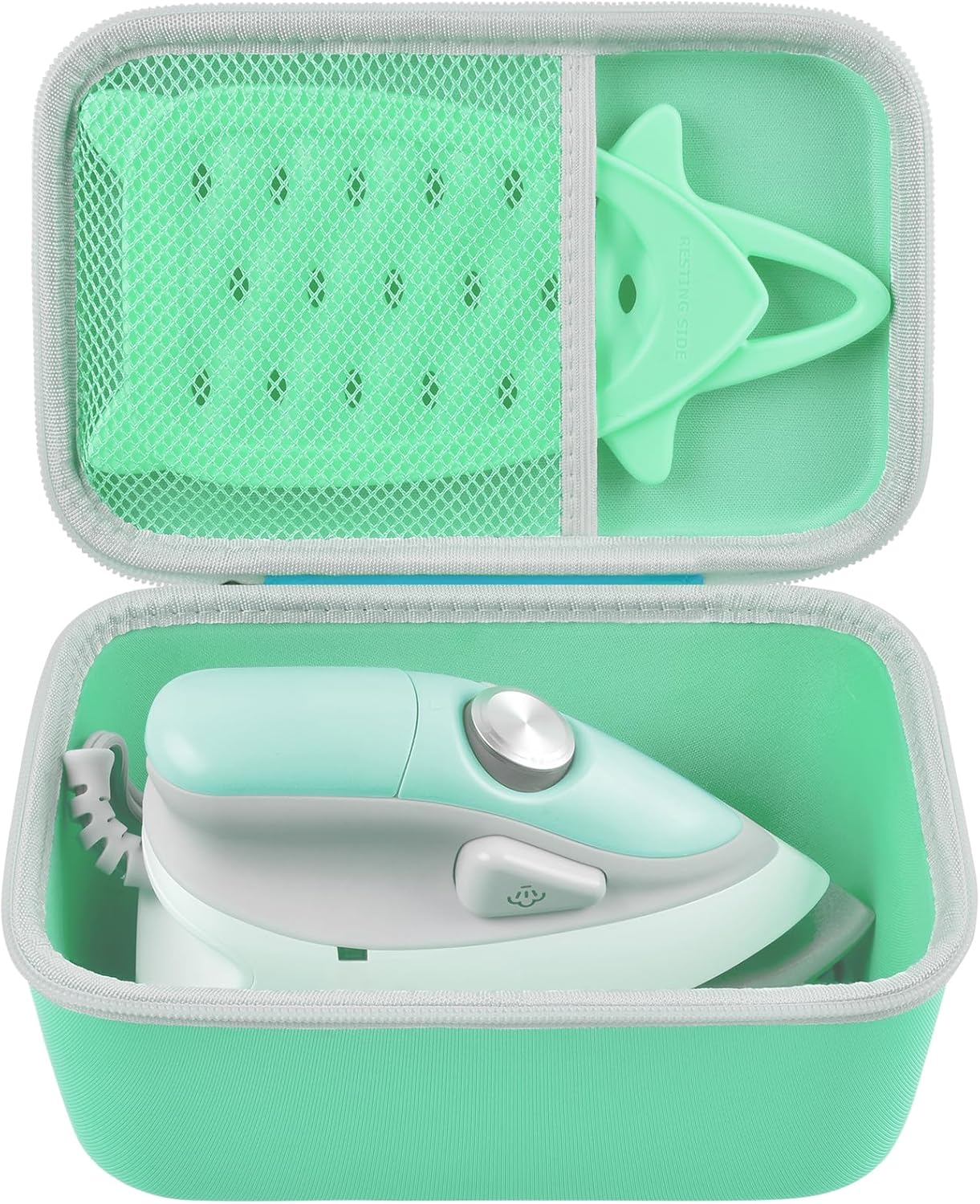 GWCASE Case Compatible with Newbealer/for Sunbeam Hot-2-Trot/for Oliso M3Pro M2 Mini Travel Iron for Sewing, Carrying Holder for Small Craft Quilting Irons with Steam& Silicone Rest (Box Only)- Aqua