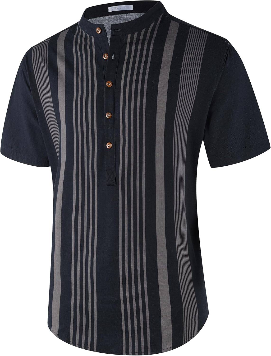 APTRO Mens Short Sleeve Linen Shirts Casual Cotton Shirts Summer Shirts Hawaiian Striped Grandad Henley Shirts