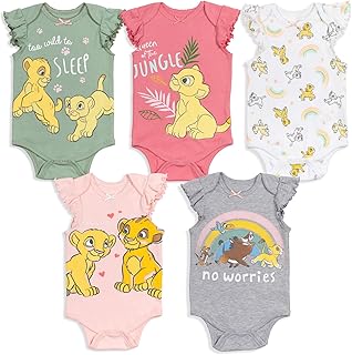Disney Pixar Toy Story Bo Peep Jessie Baby Girls 5 Pack Bodysuits Newborn to Infant