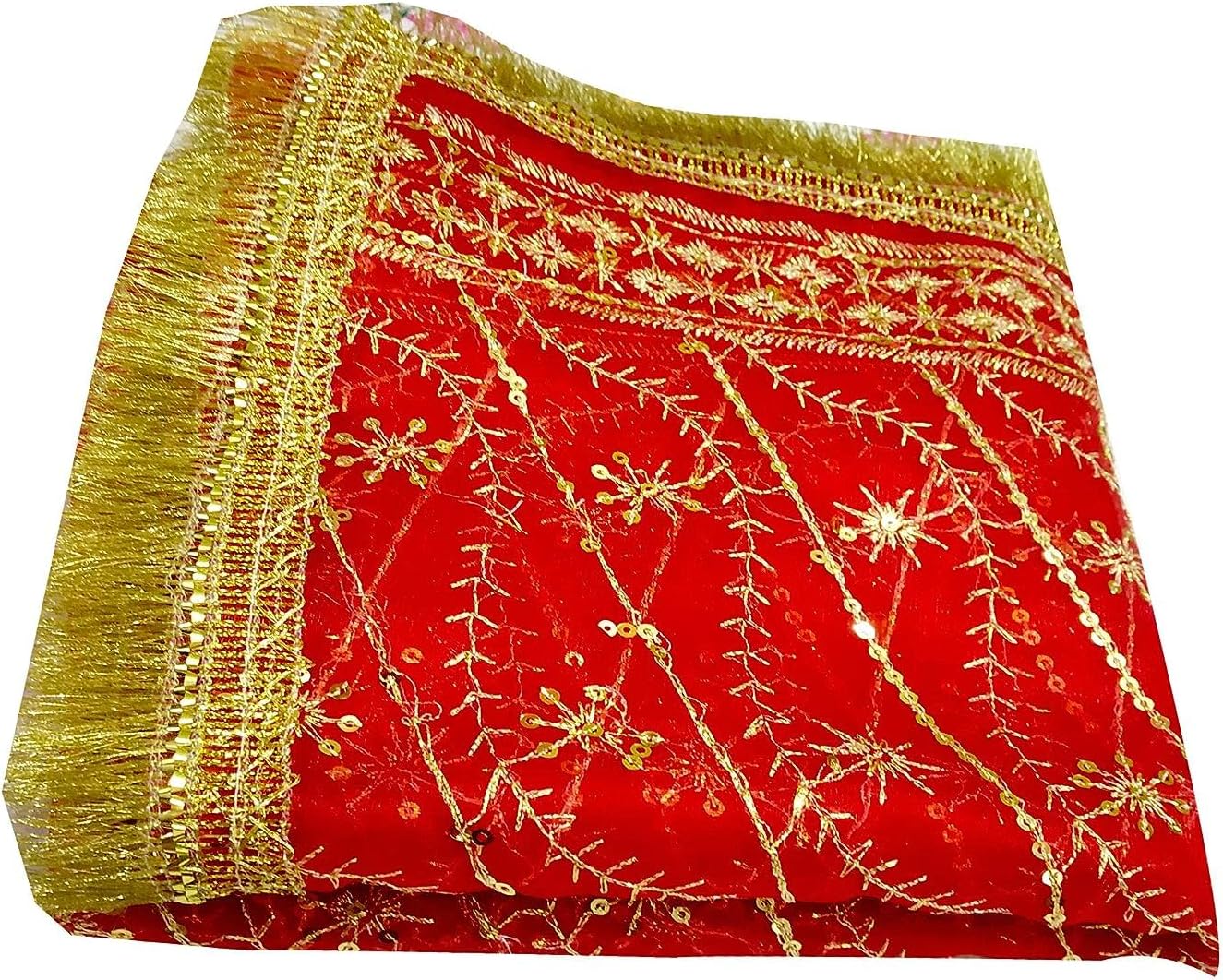 Pound Veg Chunri for Pooja, Mataji Chunri for Navaratri, Diwali Hindu Festival (Red)-51 x 31CM-(Pack of 2)