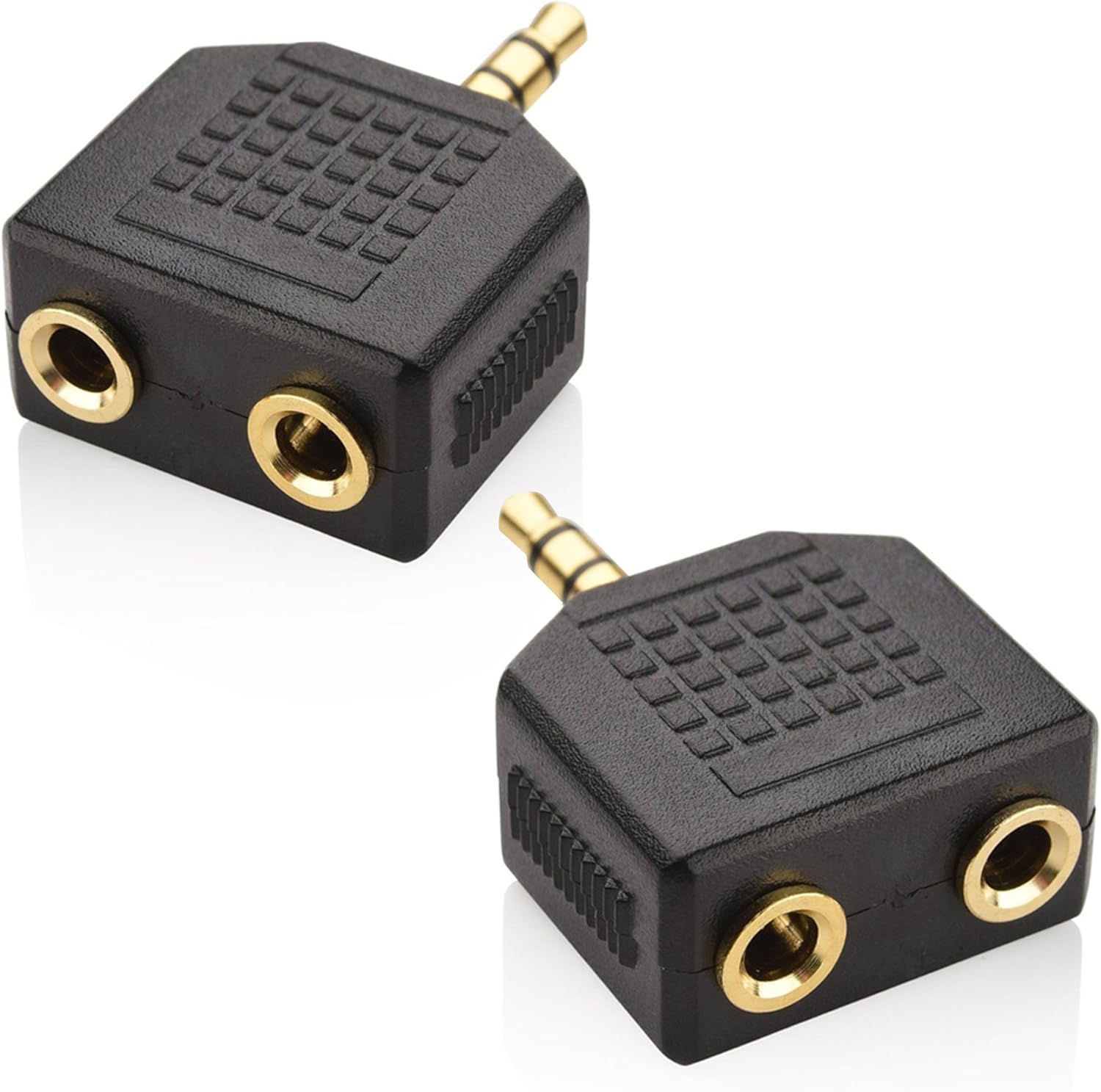 Mobi Lock 2pcs 3.5mm Headphone Y Splitter 1 Male to 2 Female Audio Jacks for Media Players and Audio Devices Allows Two People to Listen to 1 Sound Source