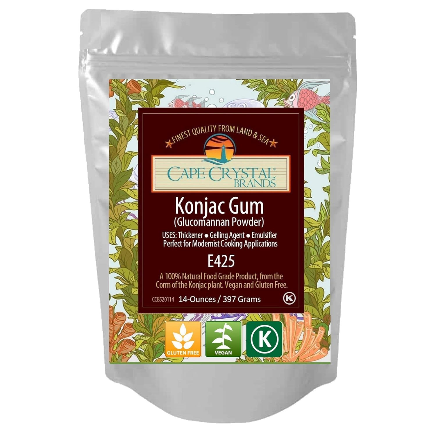 Cape Crystal Premium Konjac Gum Glucomannan Powder (14 Oz.)