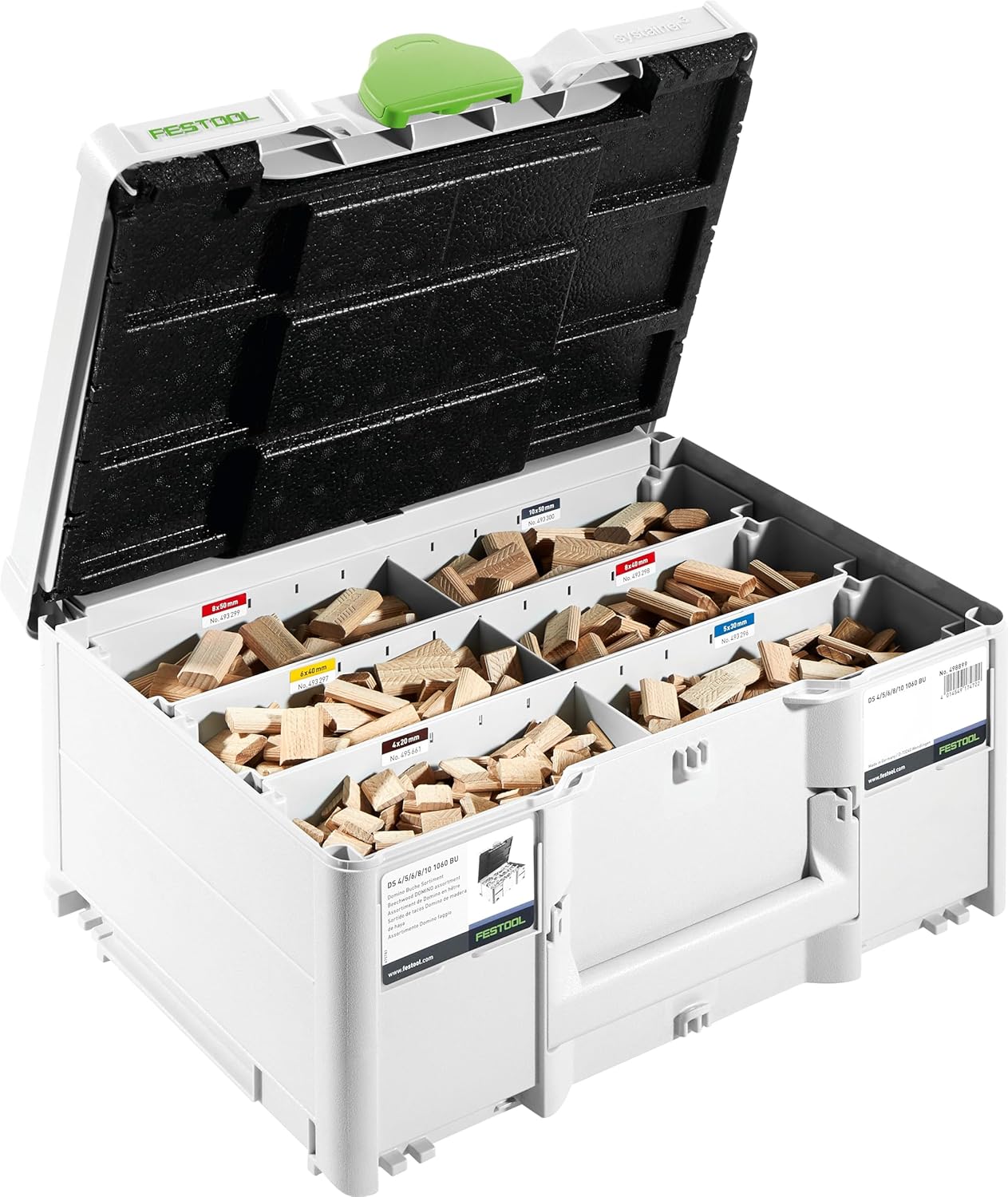 Festool 576794 Beech DOMINO Tenons Assortment Set DS 4/5/6/8/10 1060 BU