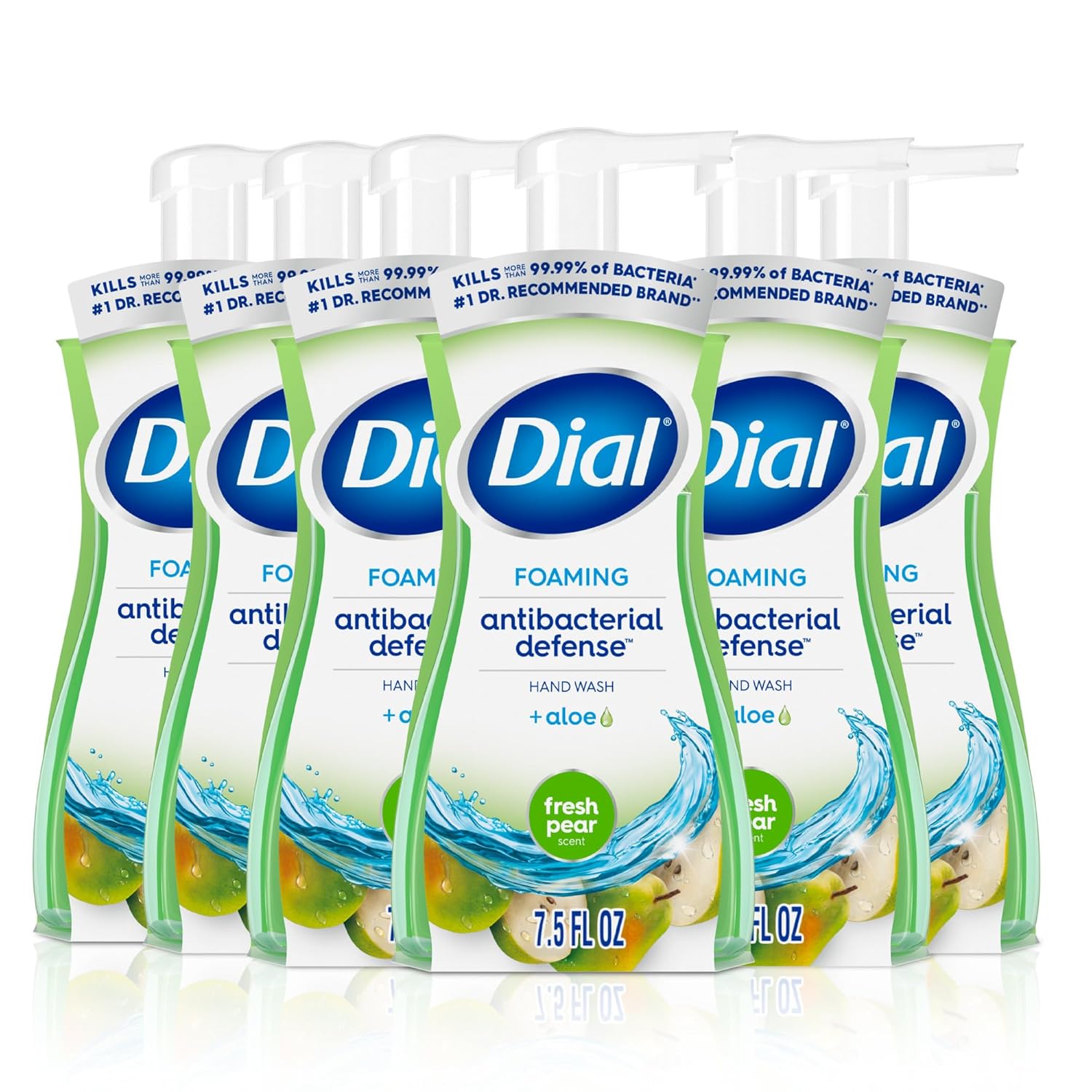 Dial Antibacterial Foaming Hand Wash, Fresh Pear, 7.5 fl oz Pack of 6)