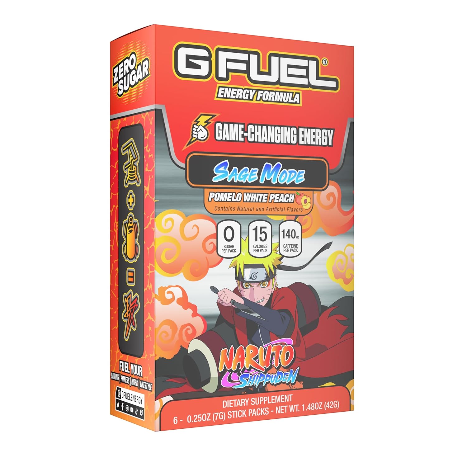 G Fuel Sage Mode Energy Powder Packets, Sugar Free, Clean Caffeine Focus Supplement, Water Mix, Pomelo Fruit + Peaches Flavor, Focus Amino, Vitamin + Antioxidants Blend - 6 Stick Pack, 0.25 oz