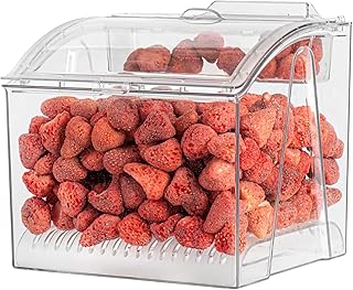 Restaurantware Met Lux 1.6 Gallon Food Storage Container, 1 Airtight Treat Box - With Scoop, Holds Up To 25 Cups, Clear Plastic Cereal Container With Lid, For Kitchen Or Pantry Organization