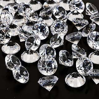 OUTUXED 300pcs 0.8inch Clear Diamonds for Crafts, Acrylic Fake Gems Crystals for Wedding Table Scatters Halloween Party Decorations with Velvet Pouch