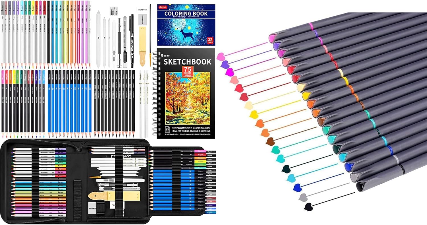 iBayam 18 Color Fineliner Pen & 78-Pack Drawing Set