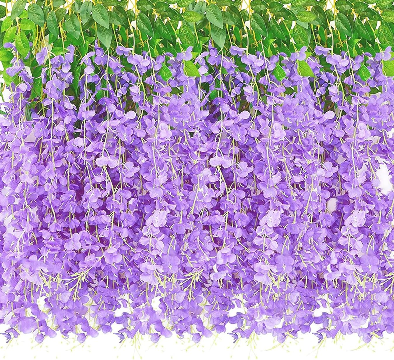 2 Pack 20 Branches Wisteria Hanging Flowers 6 Feet Artificial White Wisteria Vine Silk Flowers Garland for Wedding Arch Party Garden Home Decor (Light Purple)