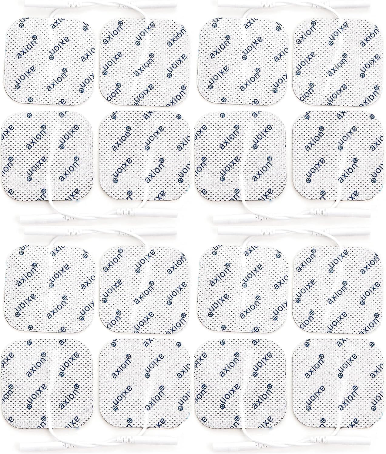 Axion Pack of 16 Electrodes. Square Self-Adhesive Pads 5x5cm for TENS EMS Units with 2mm Connection | Pads for Pain Treatment, Muscle Growth and Massage