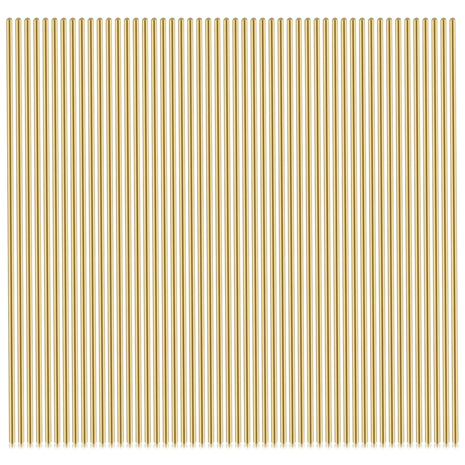 50PCS Brass Rod, 1mm Metal Solid Round Rod Lathe Bar Stock Copper Rods for RC Model Airplane Helicopter DIY Craft (100mm Length)