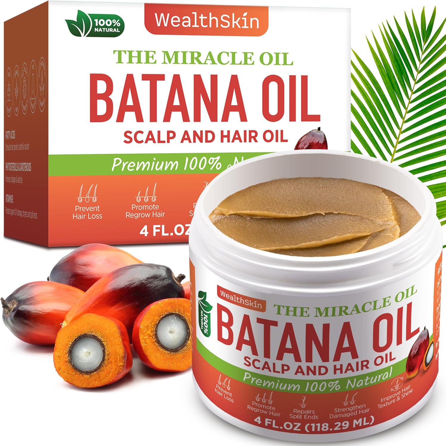 Raw Batana Oil for Hair Growth – 100% Pure & Organic from Honduras | Scalp and Hair Treatment for Healthier, Thicker, Fuller Hair | 4oz (118ml)