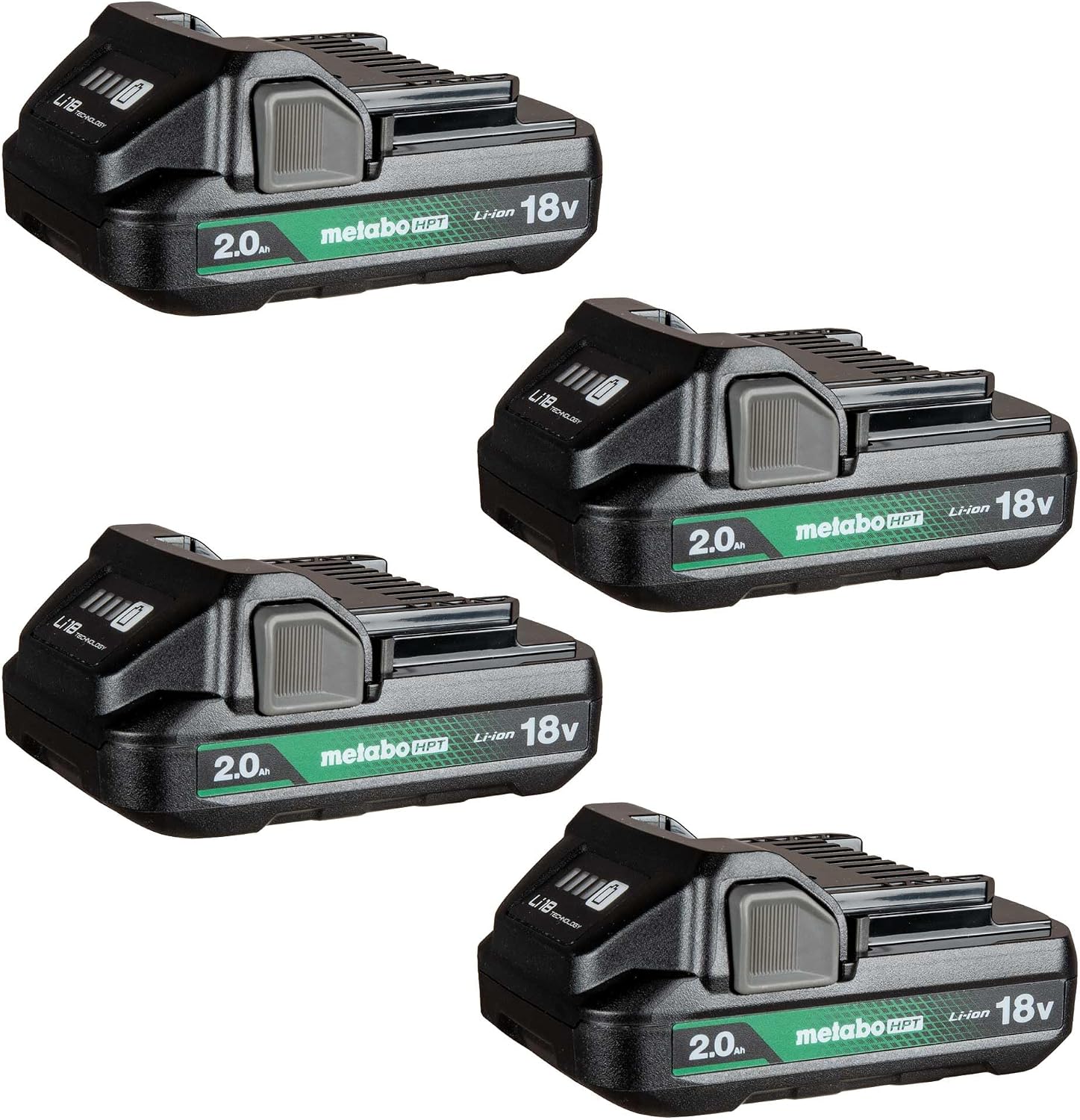 Metabo HPT 4-Pack 18 Volt 2.0Ah Lithium Ion Batteries with Fuel Gauge, 382310M