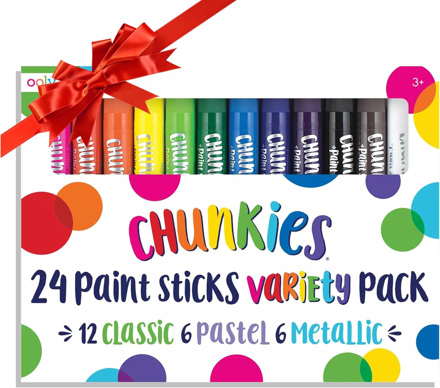 Ooly Chunkies 24 Paint Sticks For Kids, Tempera Paint Sticks Variety Set, Includes Classic, Pastel & Metallic No Mess Quick Drying Colors
