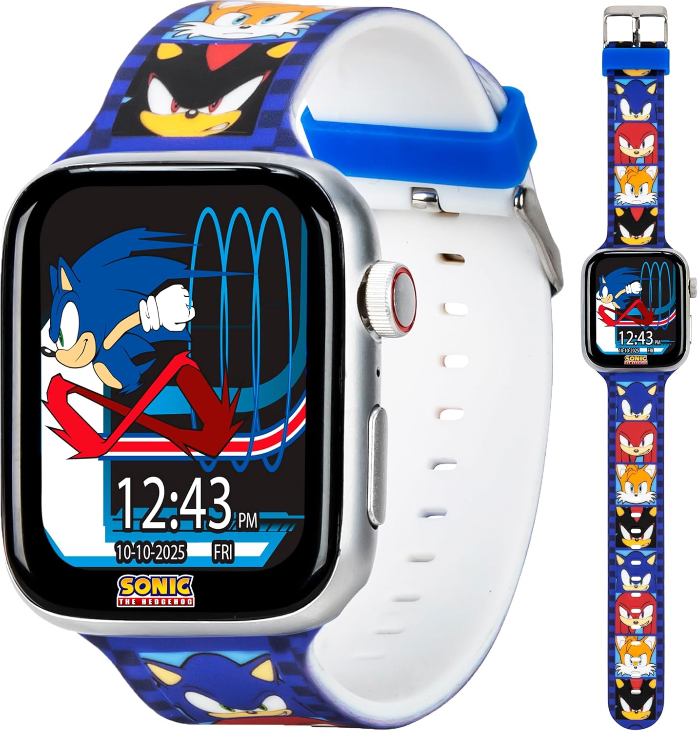 Sonic The Hedgehog Kids Smartwatch – Bluetooth Calling, Messages, Camera, Music, Sleep Tracker, Fitness & Activity Apps – 6 Watch Faces, Touchscreen, USB Rechargeable – Fits Wrists 5.5" to 8"