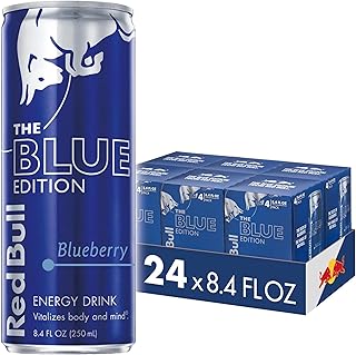 Red Bull Blue Edition Energy Drink, Blueberry, with 80mg Caffeine plus Taurine & B Vitamins, 8.4 Fl Oz, 6 Packs of 4 Cans (Pack of 24)