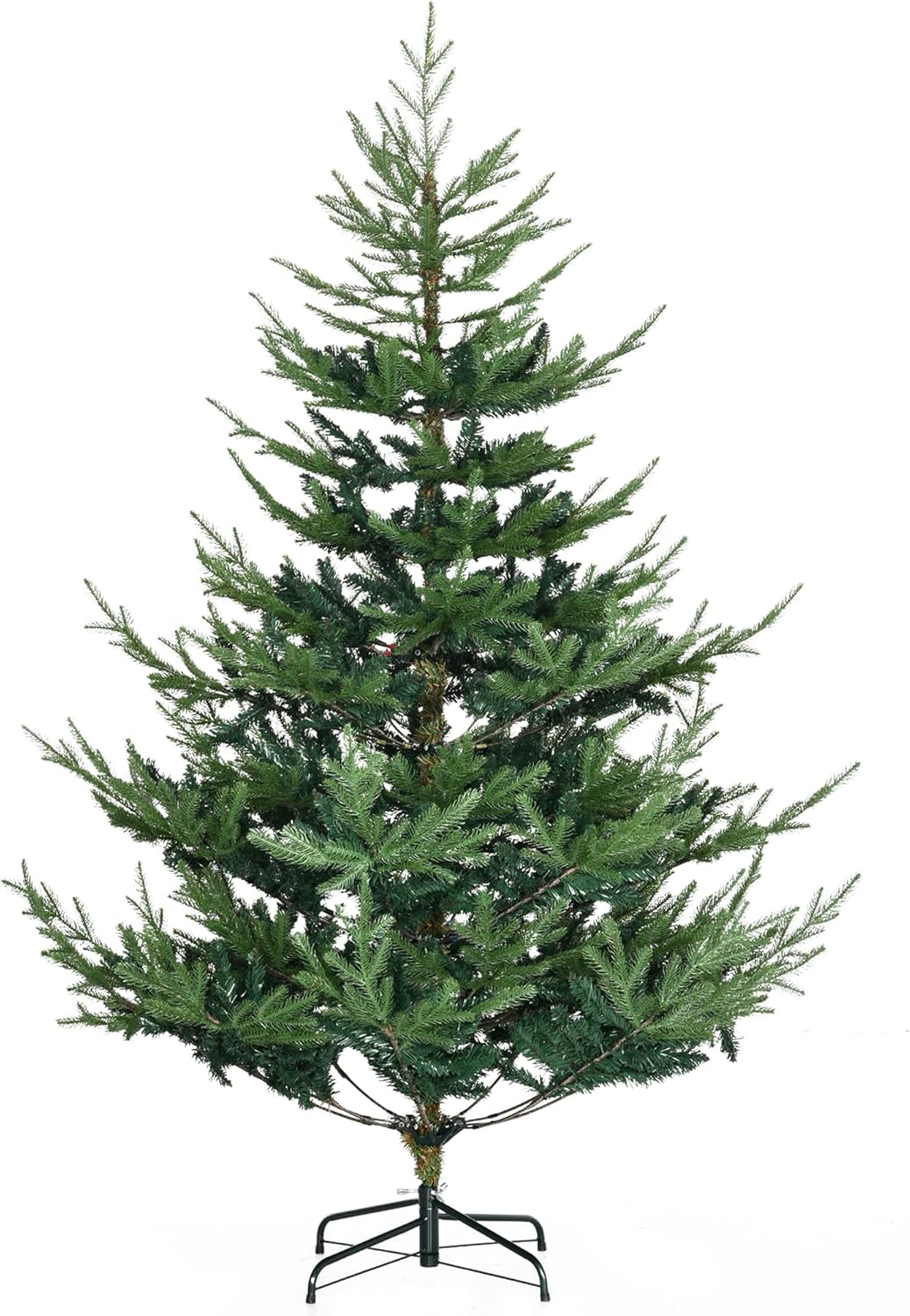 HOMCOM 6 Foot Artificial Christmas Tree, Nordic Pine Hinged Xmas Tree with 795 Realistic Branches, Wide Steel Base, Auto Open, Green