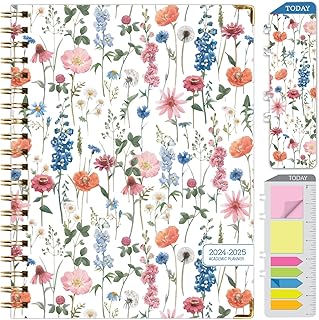 HARDCOVER Academic Year 2024-2025 Planner: (June 2024 Through July 2025) 8.5"x11" Daily Weekly Monthly Planner Yearly Agenda. Bookmark, Pocket Folder and Sticky Note Set (Colorful Botanicals)