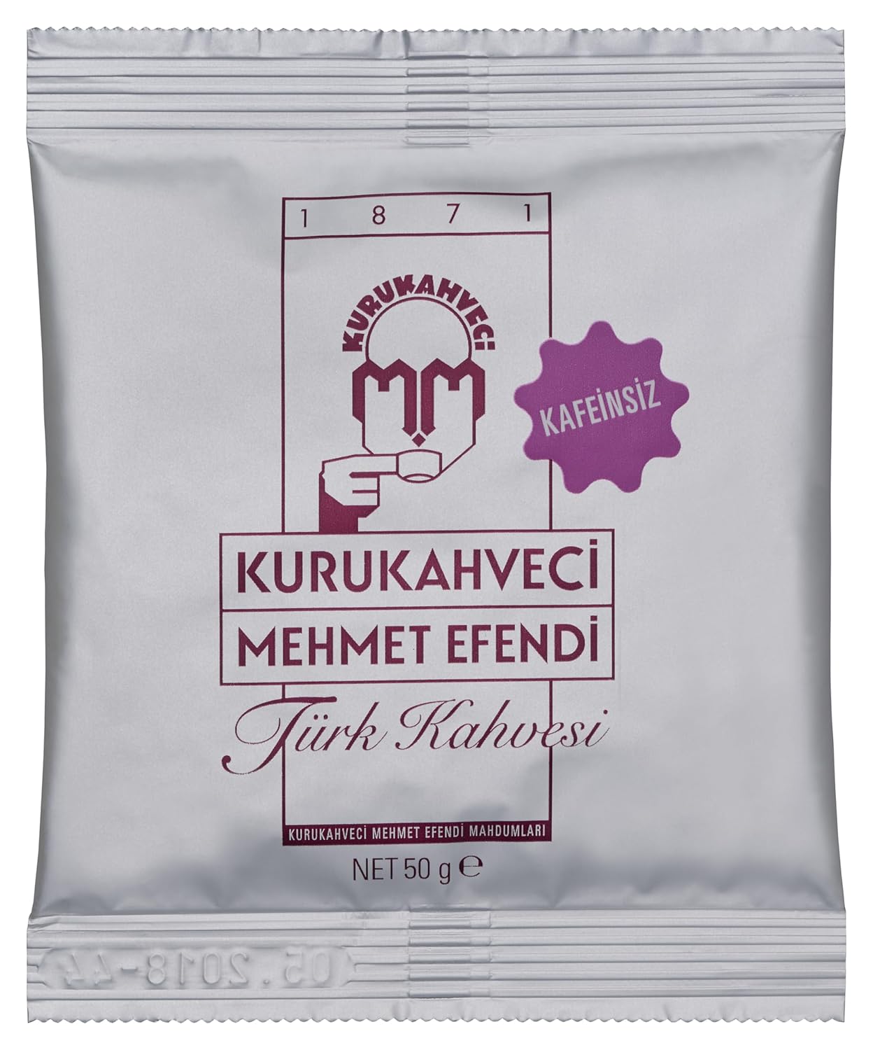 KURUKAHVECI MEHMET EFENDI Decaffeinated Turkish Coffee, Arabica Beans, Roasted Ground,Fresh, Medium to Heavy-bodied, Original Taste Since 1871 (1.76 OZ / 50 Gr)