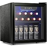Antarctic Star 12 Bottle 48 Can Wine Cooler/Cabinet Beverage Refrigerator Mini Fridge Low Noise Clear Glass Door Counter Top Cellar for Beer Soda Bar 1.3 cu.ft Black