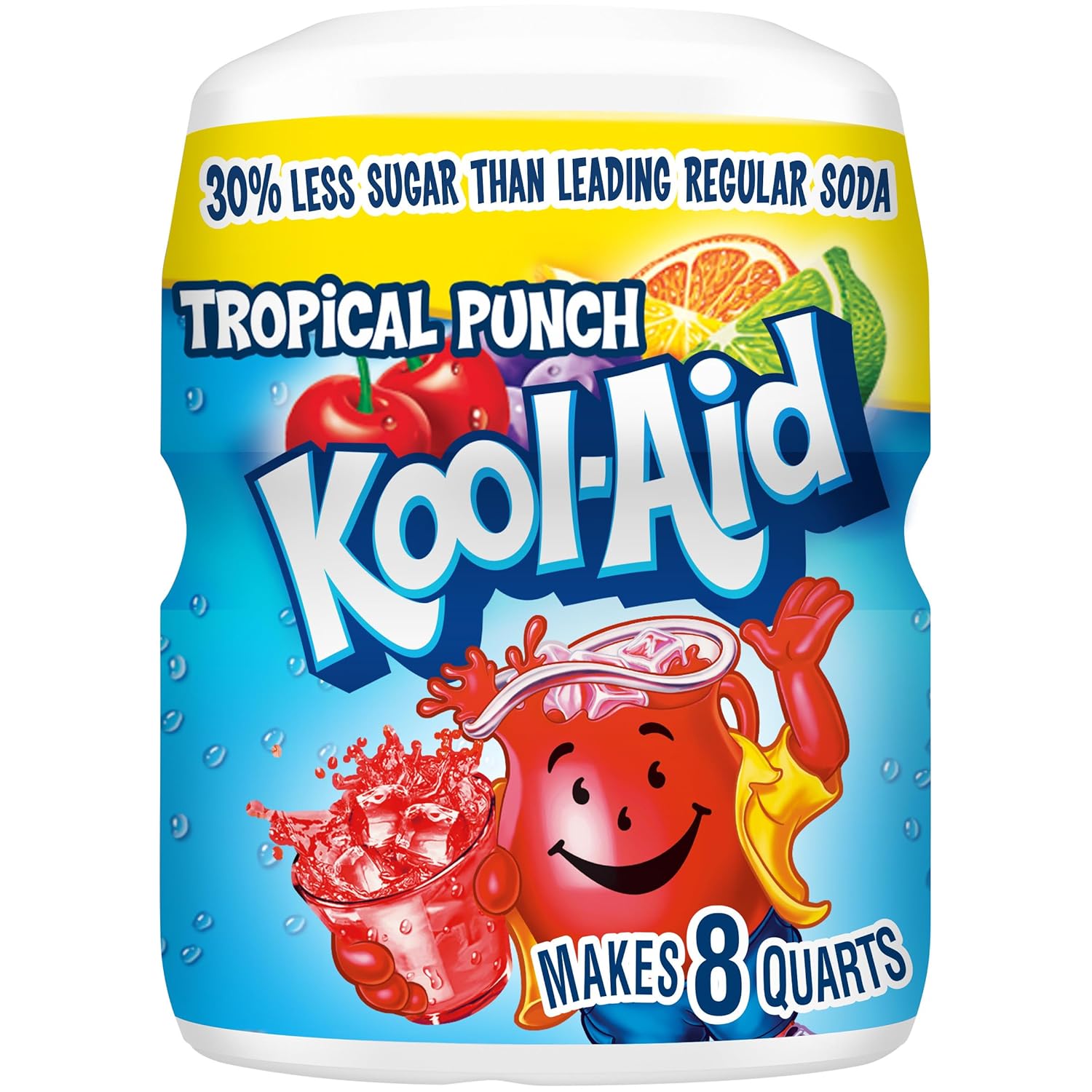 Kool-Aid Sugar Sweetened Tropical Punch Powdered Drink Mix, 19 oz. Canister