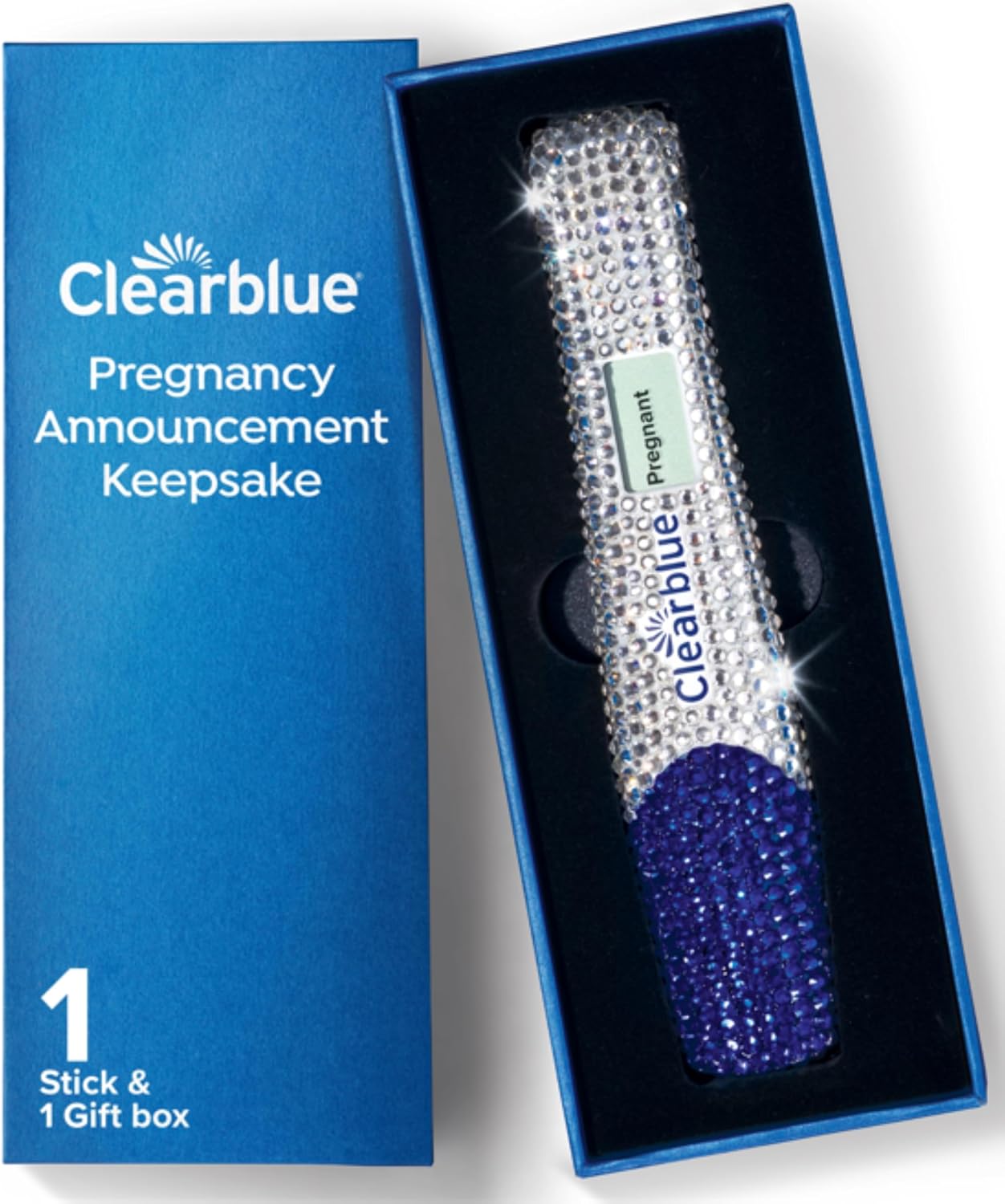 Clearblue Bedazzled Pregnancy Announcement Keepsake Stick 1ct; Unique and Memorable Reminder for Sharing Special Moments on Social Media