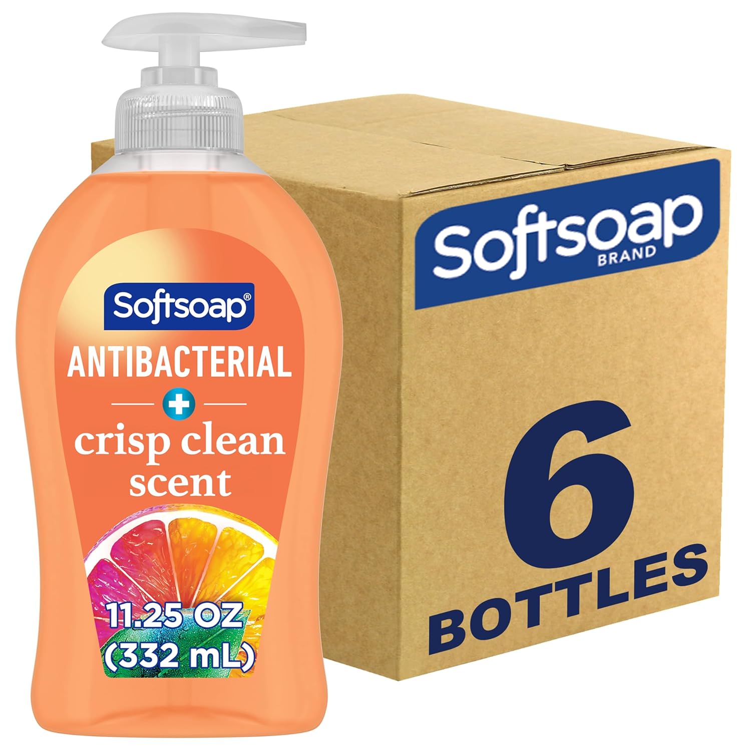 Softsoap Antibacterial Liquid Hand Soap, Crisp Clean Scent Hand Soap, 11.25 Ounce, 6 Pack