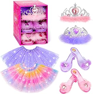 Kids Princess Dress Up Clothes for Little Girls, Pretend Play & Dress Up Costume Set for 3-6 Toddler Little Girls
