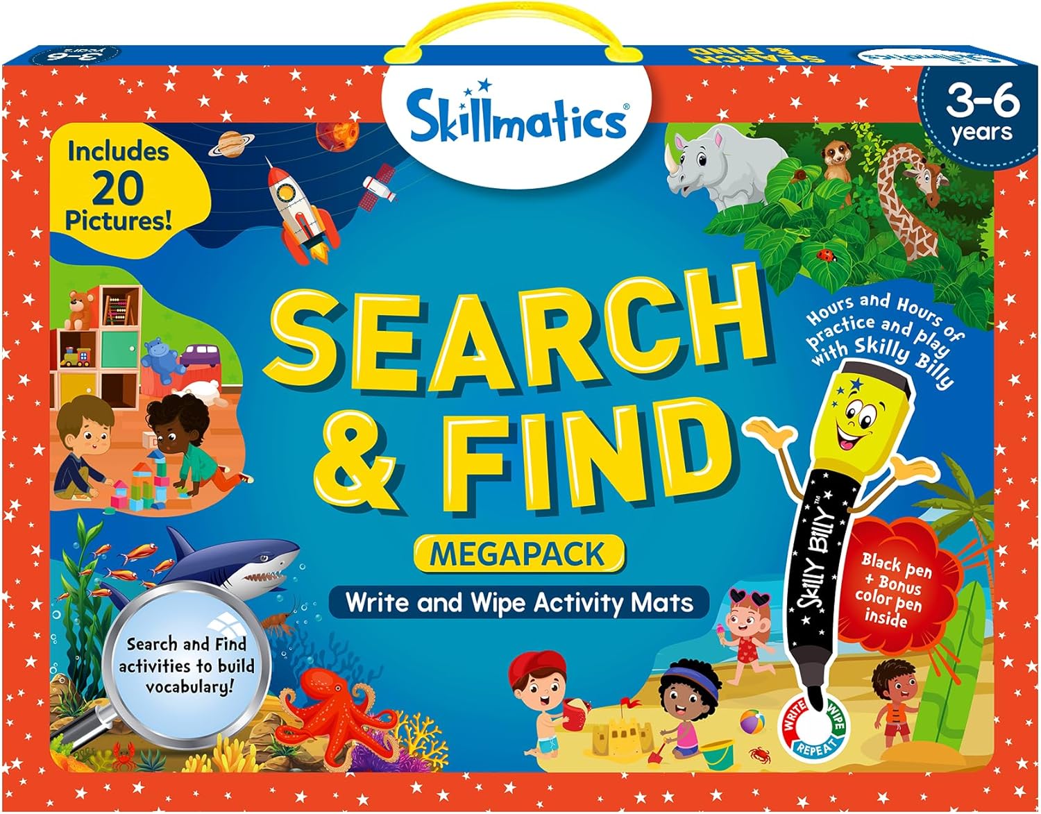 Skillmatics Search and Find Megapack Educational Game - Reusable Preschool Learning Activities, Perfect for Toddlers & Kids Who Love Toys, Art & Crafts, Builds Vocabulary, Gifts for Ages 3, 4, 5, 6