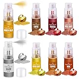 Edible Glitter Spray Set - Edible Luster Dust Set 8 Color - Metallic Shimmer Food Grade Dust Powder, Food Coloring Glitter Powder for Drinks, Cake Decorating, Baking, Chocolate, Candy, Icing - 5g Each