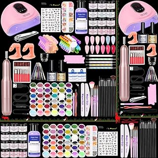 Acrylic Nail Kit with Drill Nail Kit Acrylic Set for Beginners with Everything 12 Color Acrylic Powder Nail Art Decoration Tools U V Nail Light Home Salon (-30)