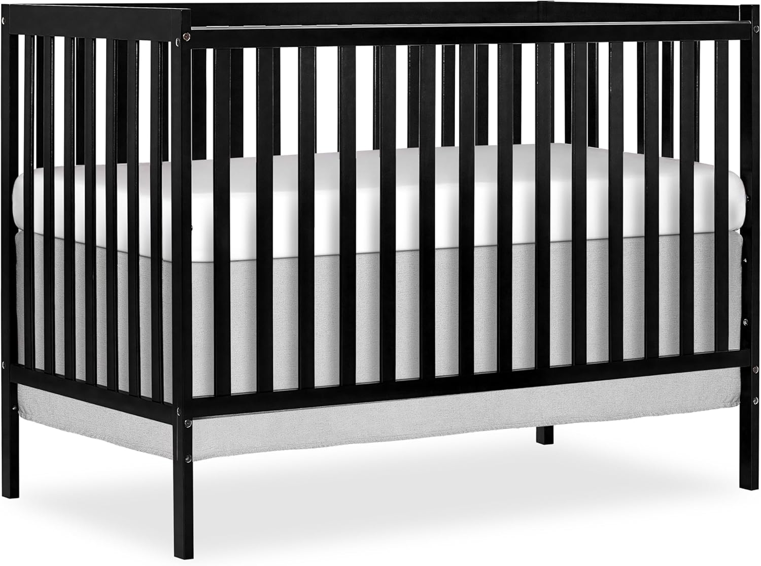 Dream On Me Synergy 5-In-1 Convertible Crib In Black, JPMA & Greenguard Gold Certified, Constructed out of solid reclaimed New Zealand Pine wood, Features 3 mattress height settings