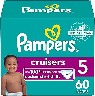 Pampers Cruisers Diapers - Size 5, 60 Count, Disposable Active Baby Diapers with Custom Stretch