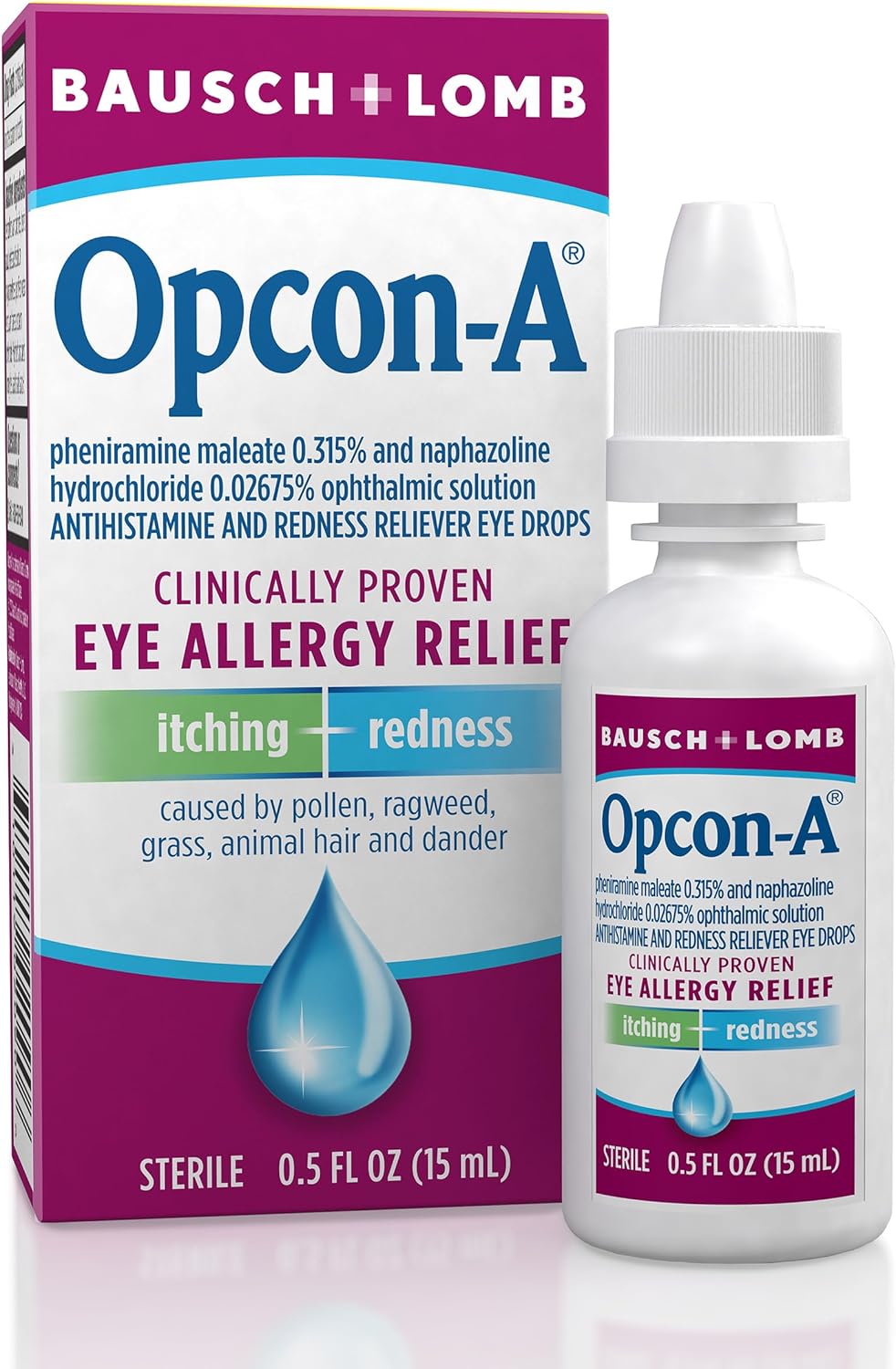 B&L Allergy Eye Drops Size .5z Opcon-A Allergy Relief Eye Drops