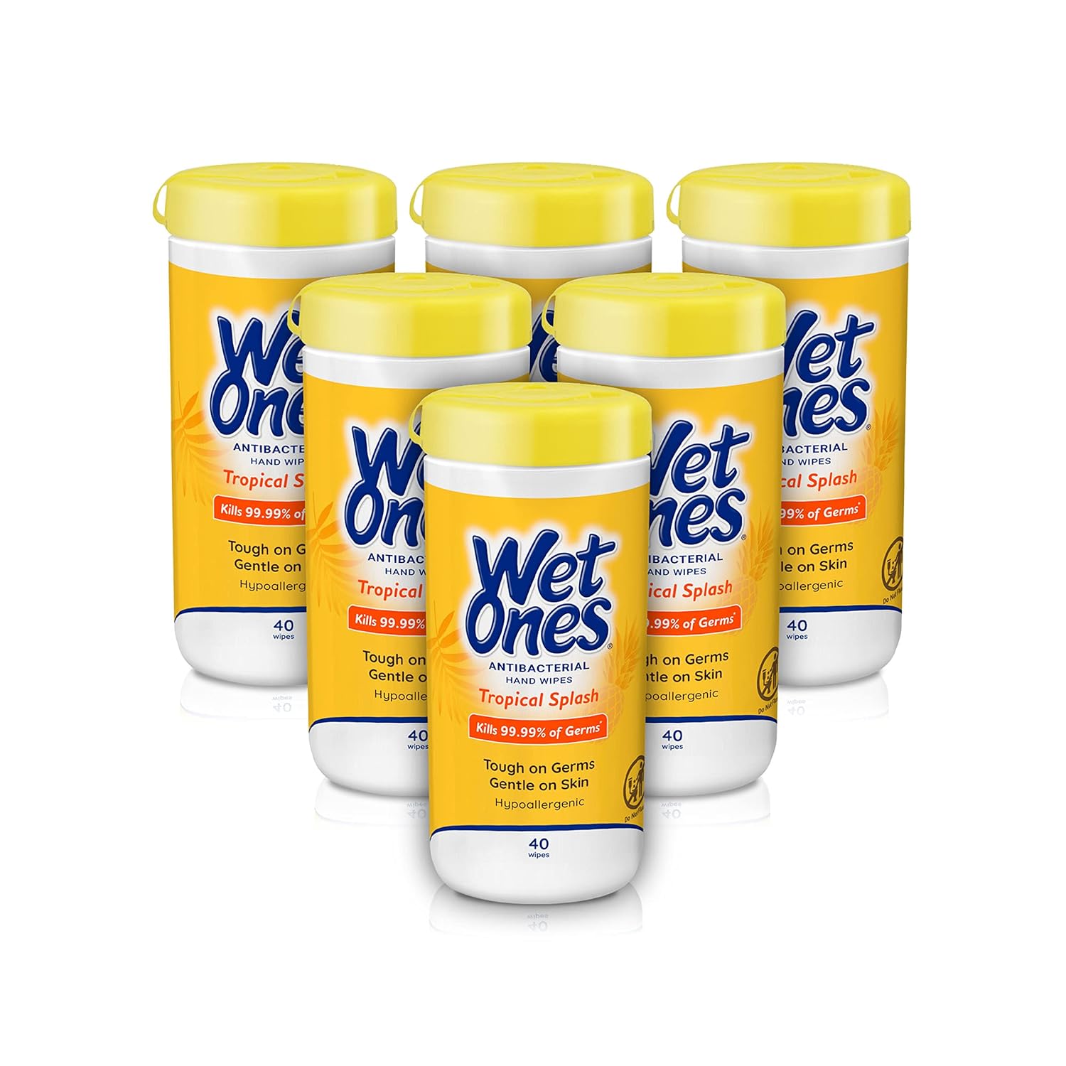 Wet Ones Antibacterial Hand Wipes, Tropical Splash Wipes | Antibacterial Wipes, Hand Sanitizer Wipes, Wet Ones Wipes, 40 ct. Canister (6 pack)
