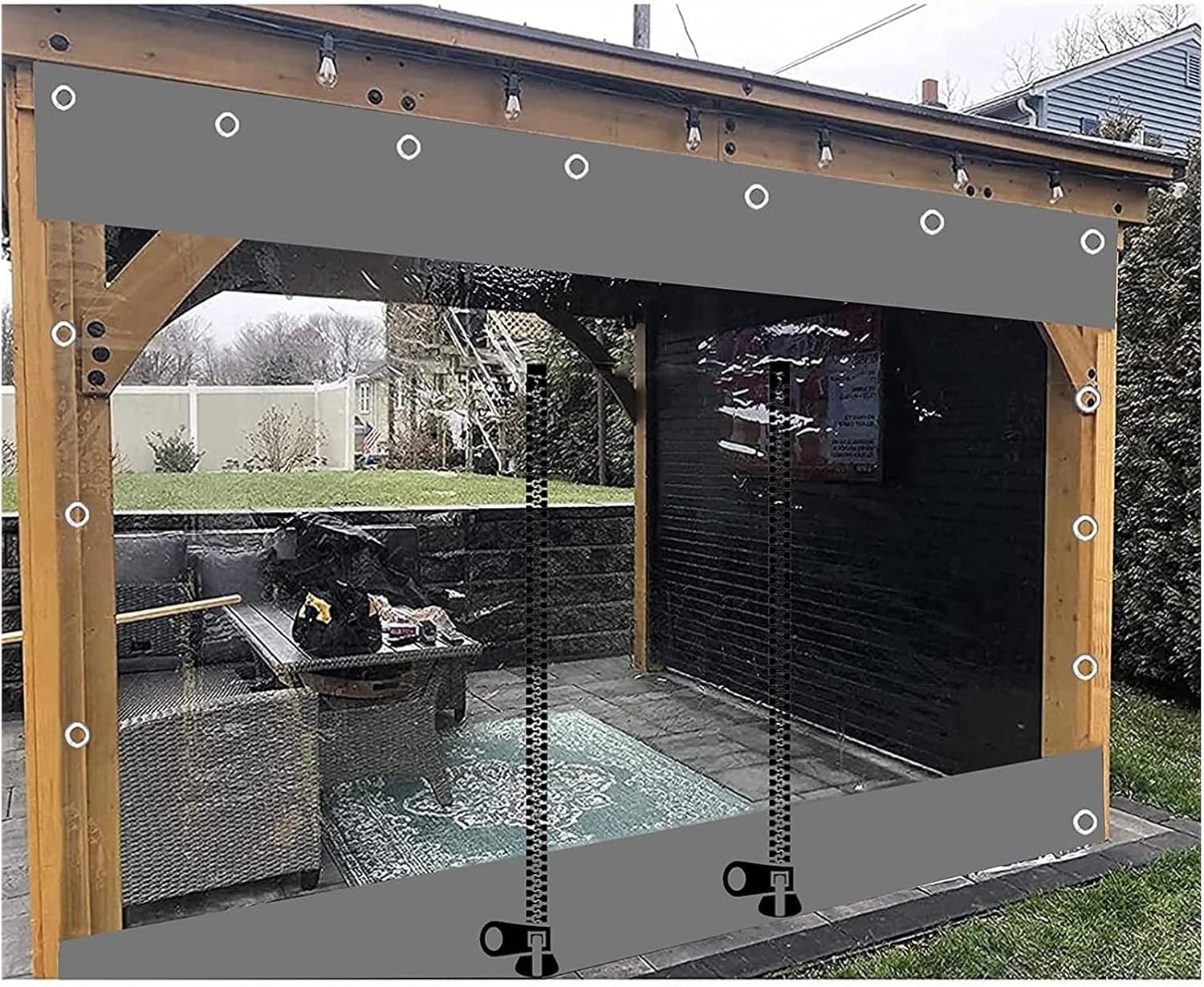 Gazebo Transparent Tarpaulin Side Panels, with Zip, Outdoor PVC Vinyl Waterproof Clear Tarp Curtains, Splicing Tarpaulin for Pergola Patio Porch Carport Canopies ( Color : LxH , Size : 300x230cm(9.8*7