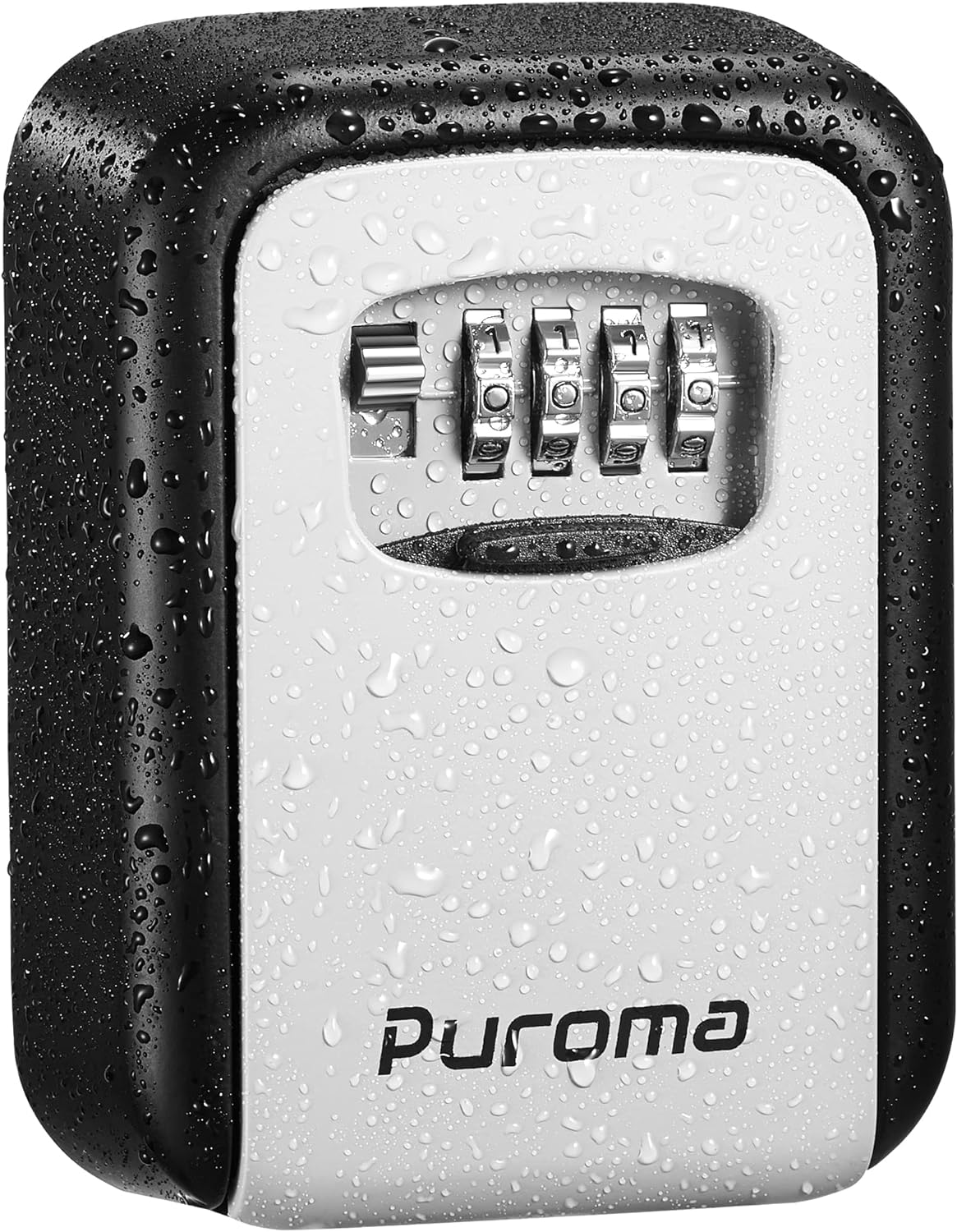 Puroma Security Key Lock Box, 4-Digit Combination Waterproof Safe Storage Lockbox with Code Wall Mount Large Capacity for Outdoor Outside House Dorm Office ID Card (Black & Gray)
