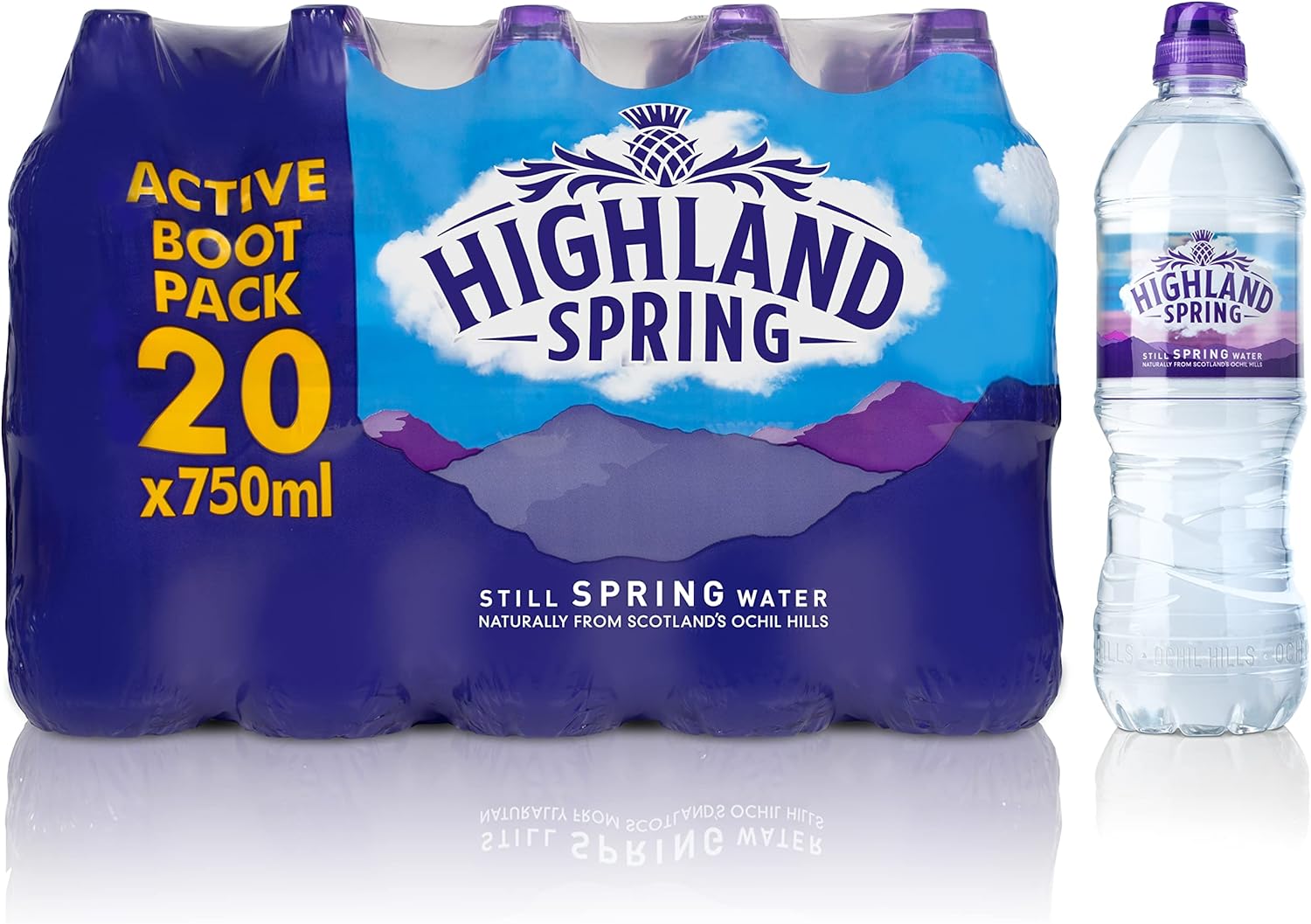Highland Spring Still Spring Water, 20 x 750ml Sports